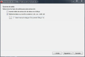 salida datos autocad