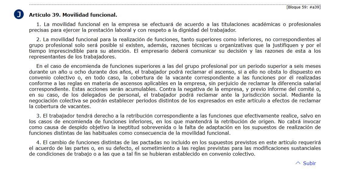 Artículo 39. Movilidad funcional